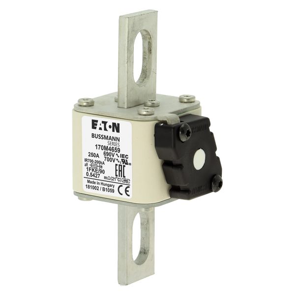 Fuse-link, high speed, 250 A, AC 690 V, size 1, 53 x 69 x 136 mm, aR, IEC, UL, single indicator image 4