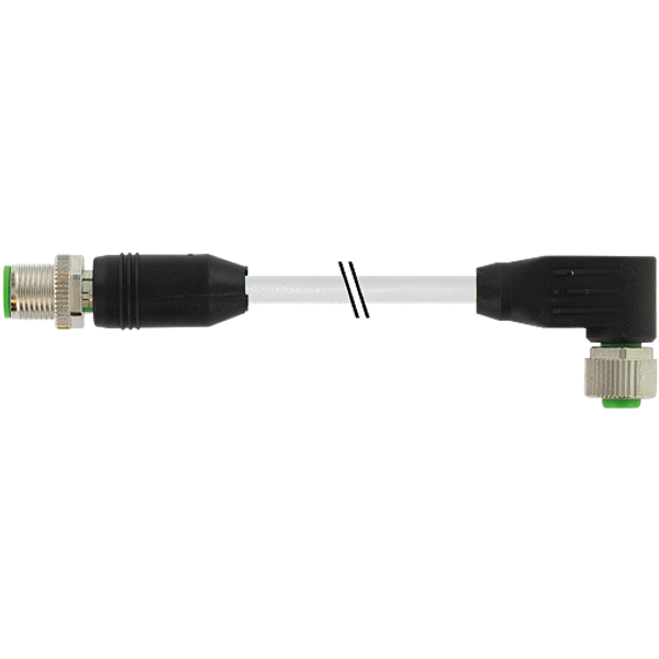 M12 male 0°/M12 fem. 90° A-cod. shielded PUR 4x2x0.25 shielded gy 50m image 1