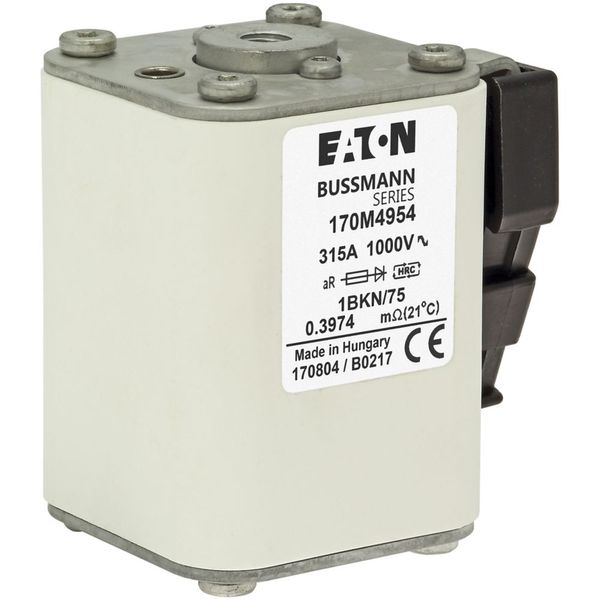 Fuse-link, high speed, 315 A, AC 1000 V, size 1, 52 x 69 x 74 mm, aR, IEC, UL, single indicator image 11