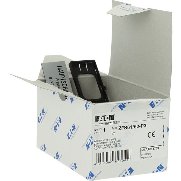 Clamp with label, For use with T5, T5B, P3, 88 x 27 mm, Inscribed with standard text zOnly open main switch when in 0 positionz, Language German/Engli image 21