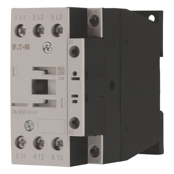 Contactor, 3 pole, 380 V 400 V 15 kW, 1 NC, 230 V 50 Hz, 240 V 60 Hz, AC operation, Screw terminals image 1