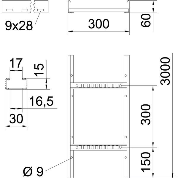 LCIS 630 3 FT Cable ladder perforated rung, welded 60x300x3000 image 2