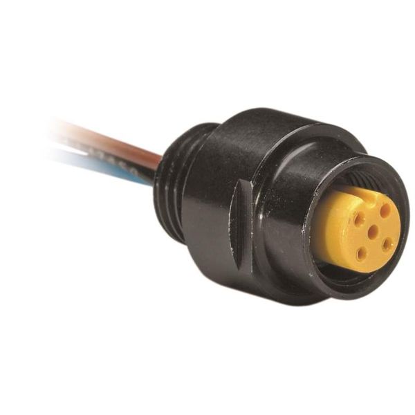 Receptacle, DC Micro (M12), Female, Straight, External Threads, 4-P image 1