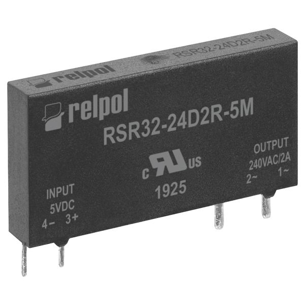 Single-phase sold state relays, miniature RSR32-24D2R-5M, zero-crossing or random-on switching, load voltage 240 V AC, control input DC 5 V, rated load  AC1 - 2A/240  V. image 1