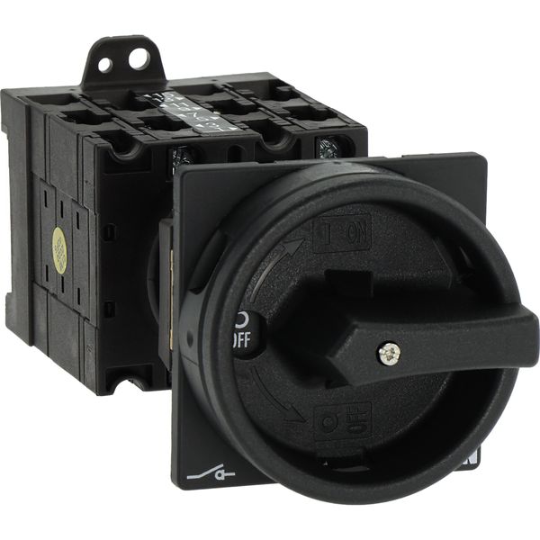 Main switch, T3, 32 A, rear mounting, 4 contact unit(s), 8-pole, STOP function, With black rotary handle and locking ring, Lockable in the 0 (Off) pos image 34