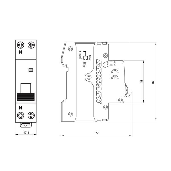 Miniature Circuit Breaker (MCB) AMPARO 6kA, B 13A, 1+N, 1MW image 2