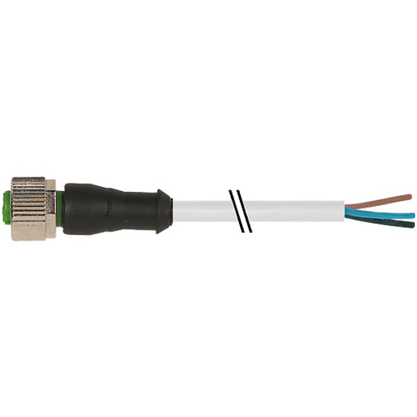 M12 female 0° A-cod. with cable PUR 4x0.34 gy UL/CSA+drag ch. 12m image 1