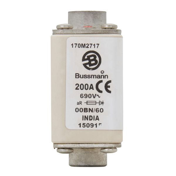 Fuse-link, high speed, 200 A, AC 690 V, size 00, 30 x 48 x 64 mm, aR, IEC, visual indicator image 9