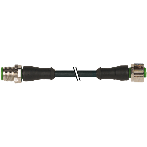 M12 male 0° / M12 female 0° A-cod. PVC 5x0.34 bk UL/CSA 1.8m image 1