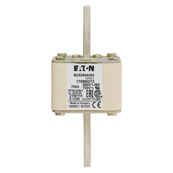 Fuse-link, high speed, 700 A, AC 690 V, DIN 2, 61 x 75 x 138 mm, aR, DIN, IEC, single indicator image 15