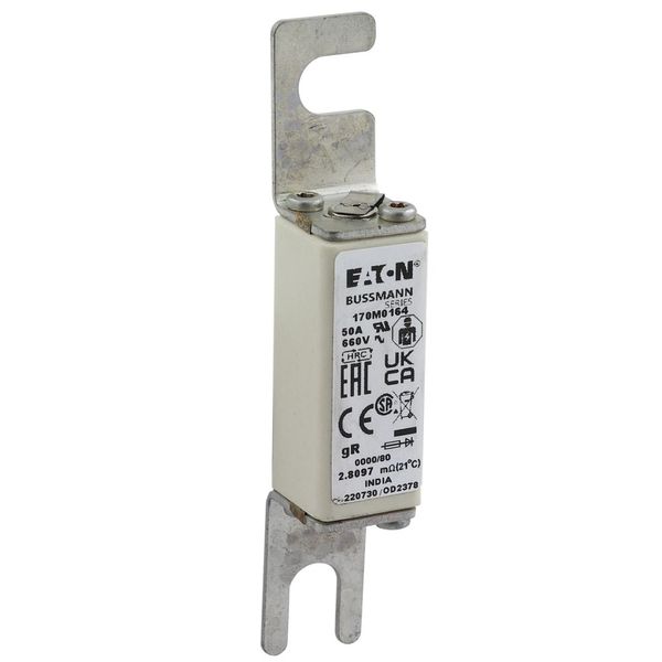 Fuse-link, high speed, 50 A, AC 660 V, size 0000, 18 x 19 x 100 mm, aR, UL, visual indicator image 10