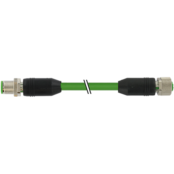 M12 male 0°/M12 fem. 0° D TPE 22AWG SF/UTP CAT5e gn . ITC/PLTC 2.5m image 1