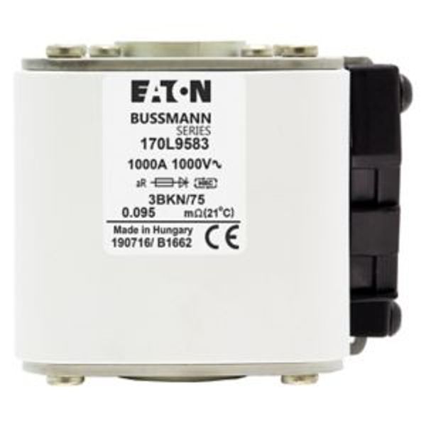 Fuse-link, high speed, 1000 A, AC 1000 V, Size 3, 76 x 92 x 75 mm, aR, IEC,  single indicator image 4