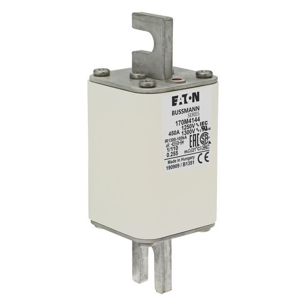 Fuse-link, high speed, 450 A, AC 1250 V, size 1, 53 x 66 x 138 mm, aR, DIN, IEC, single indicator image 8