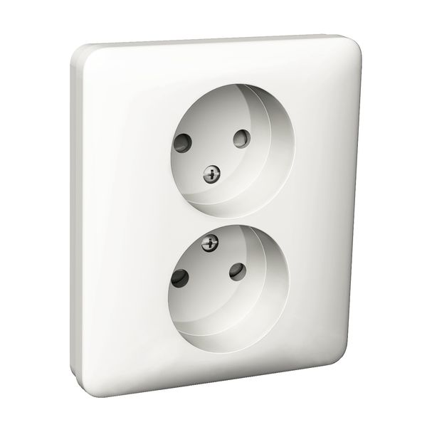 Exxact double socket-outlet unearthed screwless white image 2