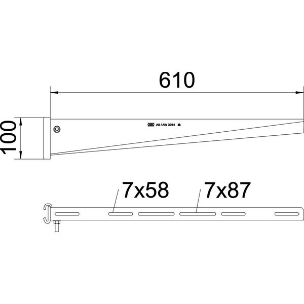 AS 30 61 FT Support bracket for IS 8 support B610mm image 2
