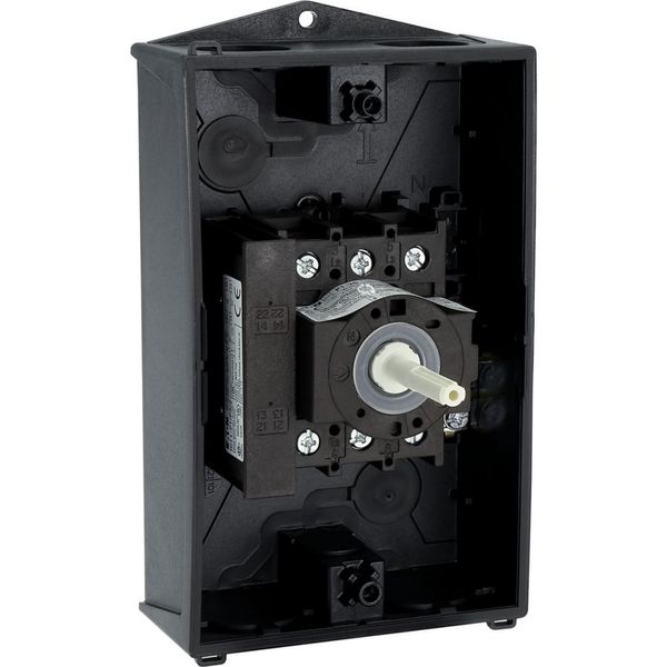 Main switch, P1, 25 A, surface mounting, 3 pole, 1 N/O, 1 N/C, STOP function, With black rotary handle and locking ring, Lockable in the 0 (Off) posit image 29
