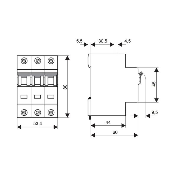 Miniature Circuit Breaker (MCB) C, 63A, 3-pole, 40ø C, 10kA image 4