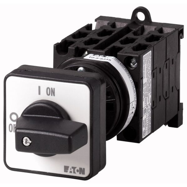 On-Off switch, T0, 20 A, rear mounting, 5 contact unit(s), 9-pole, with black thumb grip and front plate image 1