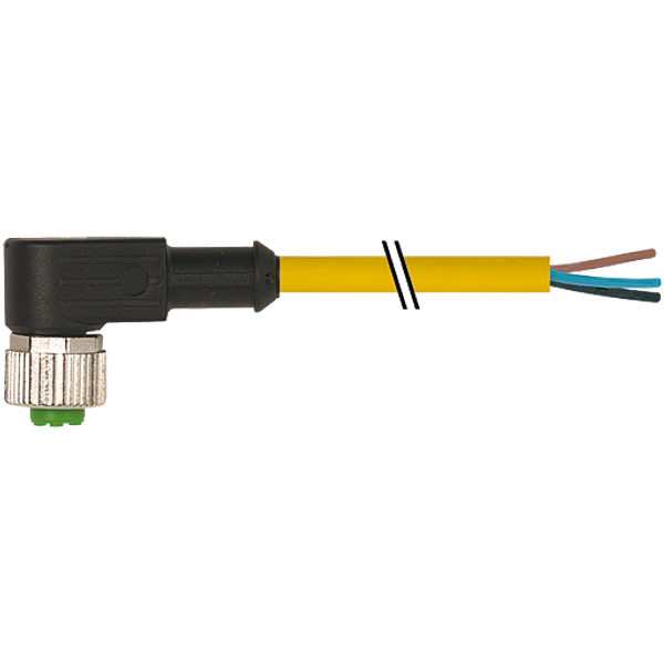 M12 female 90° A-cod. with cable PUR 4x0.34 ye +robot+drag ch. 3m image 1