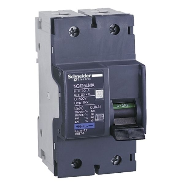 Miniature circuit-breaker, Acti9 NG125LMA, 2P, 25 A, MA curve, 50 kA (IEC 60947-2) image 3