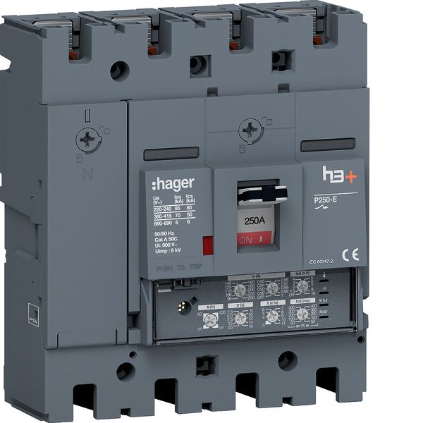 Moulded Case Circuit Breaker h3+ P250 LSI 4P4D N0-50-100% 250A 70kA FT image 1