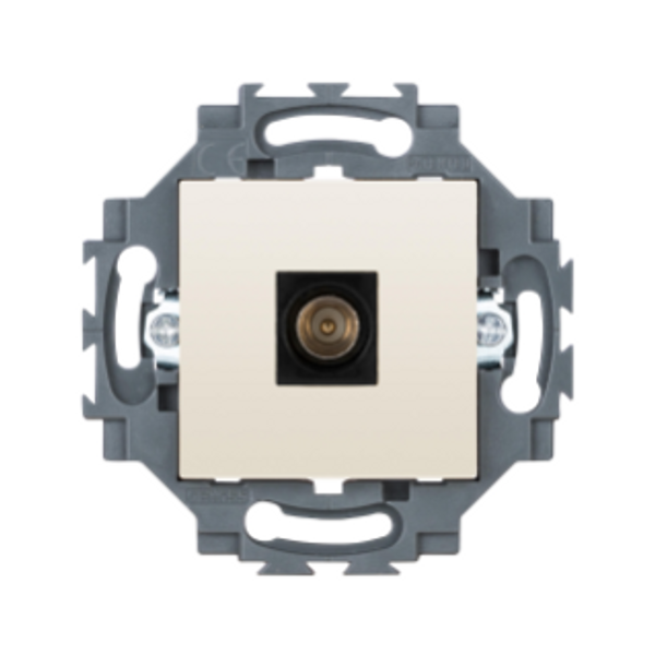 COAXIAL TV SOCKET-OUTLET, CLASS A SHIELDING - IEC MALE CONNECTOR 9,5 MM - DIRECT - 2 MODULE - IVORY - DAHLIA image 1