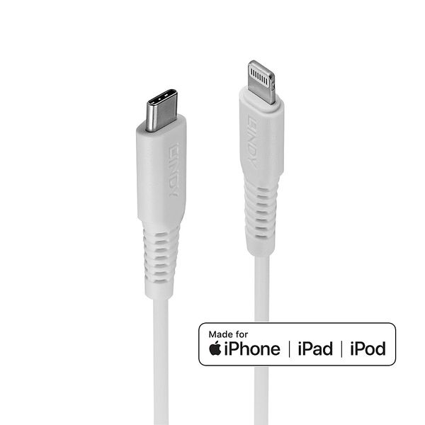 2m USB Type C to Lightning Cable, White USB Type C Male to Lightning Male image 1