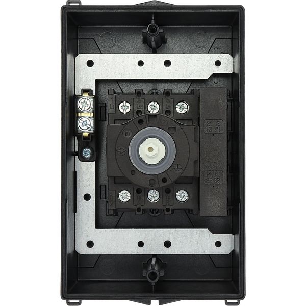 Main switch, P1, 32 A, surface mounting, 3 pole, 1 N/O, 1 N/C, STOP function, With black rotary handle and locking ring, Lockable in the 0 (Off) posit image 50