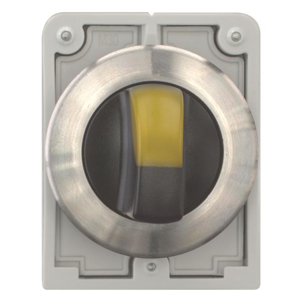 Illuminated selector switch actuator, RMQ-Titan, with thumb-grip, momentary, 3 positions, yellow, Front ring stainless steel image 10