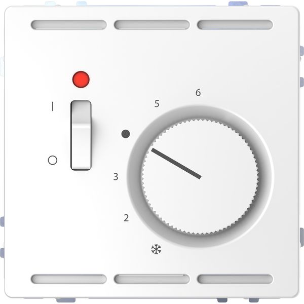 Room temperature controler 230 V w. switch & cen.pl., lotus white, System Design image 1