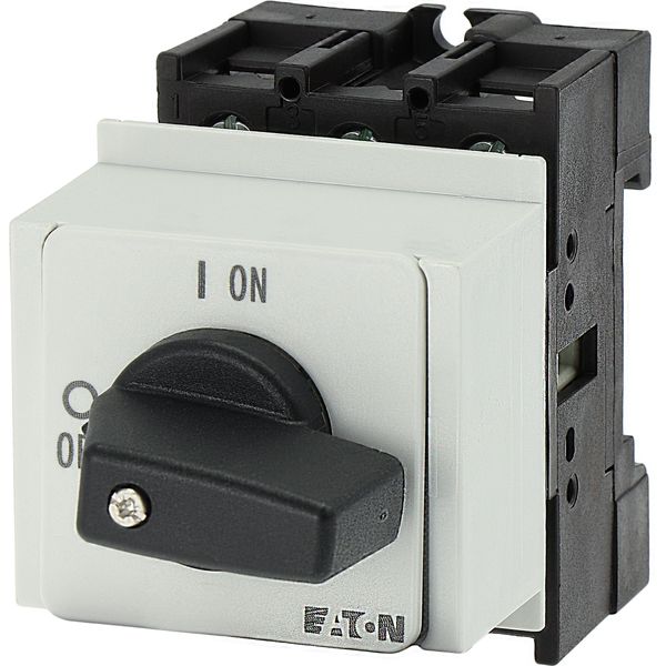 On-Off switch, P1, 32 A, service distribution board mounting, 3 pole + N, 1 N/O, 1 N/C, with black thumb grip and front plate image 3