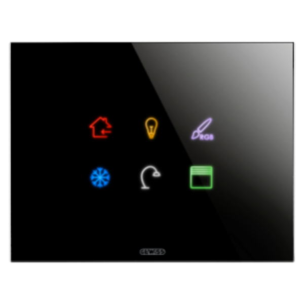 ICE TOUCH PLATE KNX - IN GLASS - 6 TOUCH AREAS - BLACK - CHORUSMART image 1