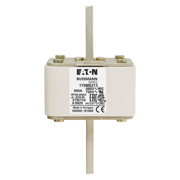 Fuse-link, high speed, 900 A, AC 690 V, DIN 3, 76 x 90 x 139 mm, aR, DIN, IEC, type T indicator image 10