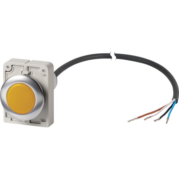 Indicator light, Flat, Cable (black) with non-terminated end, 4 pole, 1 m, Lens yellow, LED white, 24 V AC/DC image 3