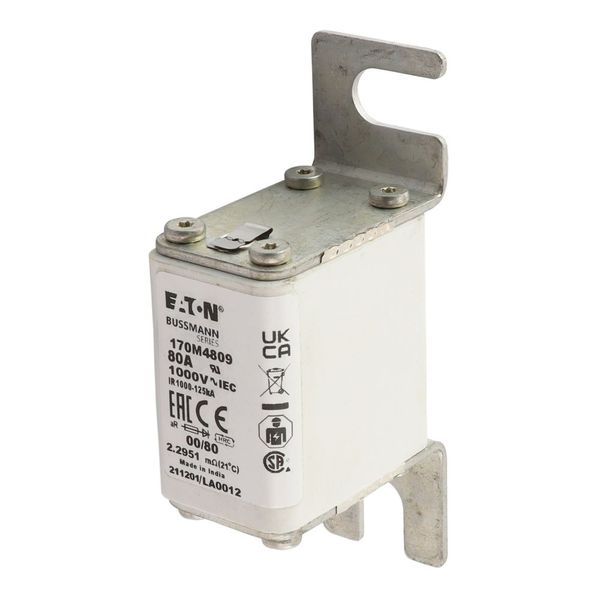 Fuse-link, high speed, 80 A, AC 1000 V, size 00, 30 x 47 x 98 mm, aR, DIN, IEC, single indicator image 27