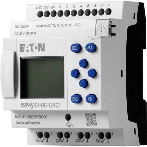 Control relays easyE4 with display (expandable, Ethernet), 12/24 V DC, 24 V AC, Inputs Digital: 8, of which can be used as analog: 4, screw terminal image 19