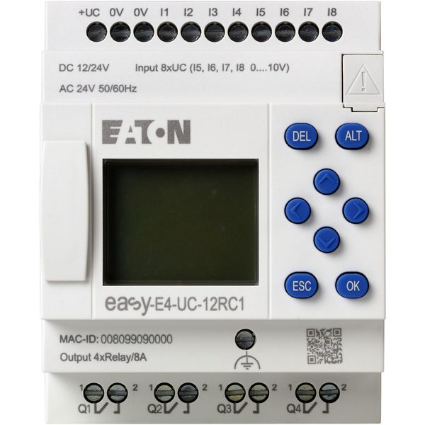 Control relays easyE4 with display (expandable, Ethernet), 12/24 V DC, 24 V AC, Inputs Digital: 8, of which can be used as analog: 4, screw terminal image 17