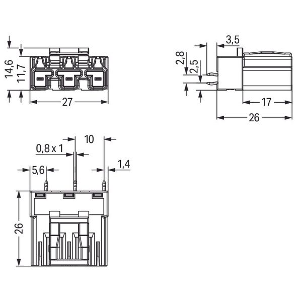 Plug for PCBs straight 3-pole white image 4