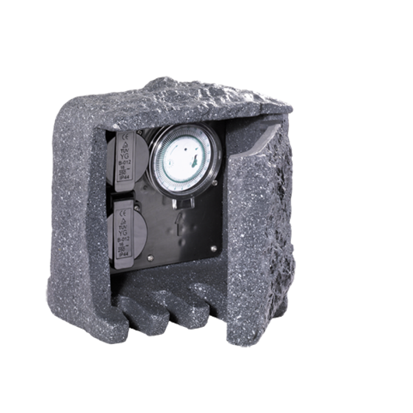 Outdoor socket 9961 grey with 2 power sockets + timer image 1