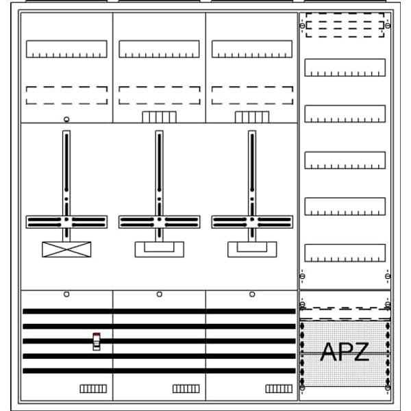 DA47GH Meter board, Field width: 4, Rows: 57, 1100 mm x 1050 mm x 215 mm, Isolated (Class II), IP31 image 17