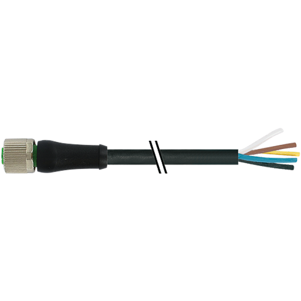 M12 Power female 0° K-cod. with cable PUR 5x1.5 bk +drag ch. 1.5m image 1