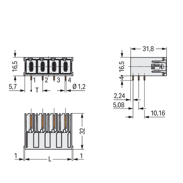 832-3622 THT male header; 1.2 x 1.2 mm solder pin; angled image 7