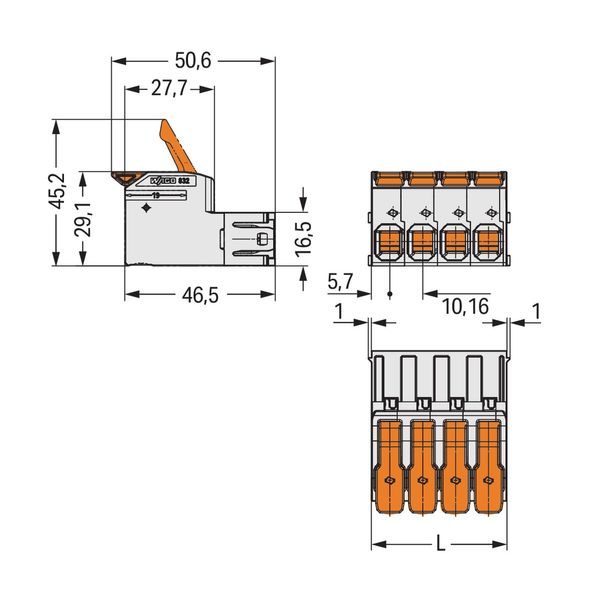 832-1205 1-conductor male connector; lever; Push-in CAGE CLAMP® image 5