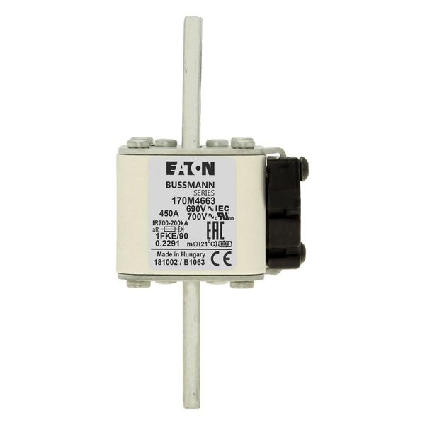 Fuse-link, high speed, 450 A, AC 690 V, size 1, 53 x 69 x 136 mm, aR, IEC, UL, single indicator image 8