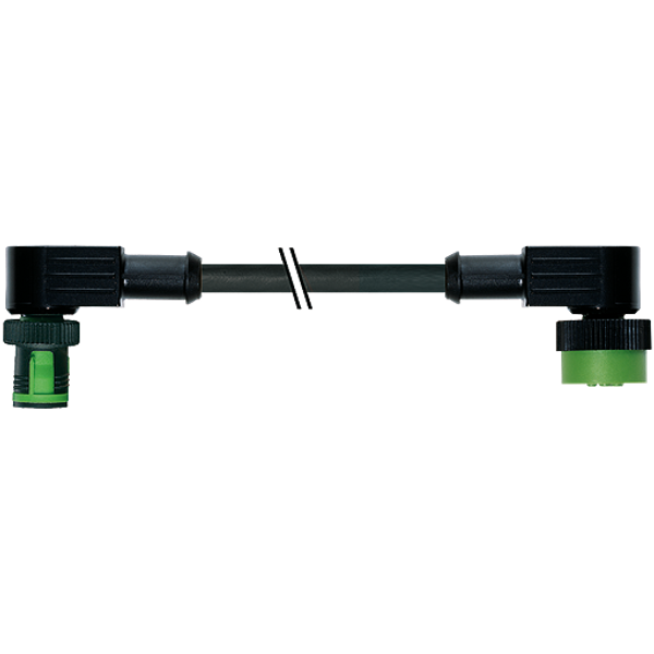 MQ12 male 90° / MQ12 female 90° A-cod. PUR 3x0.34 bk +drag ch. 10m image 1