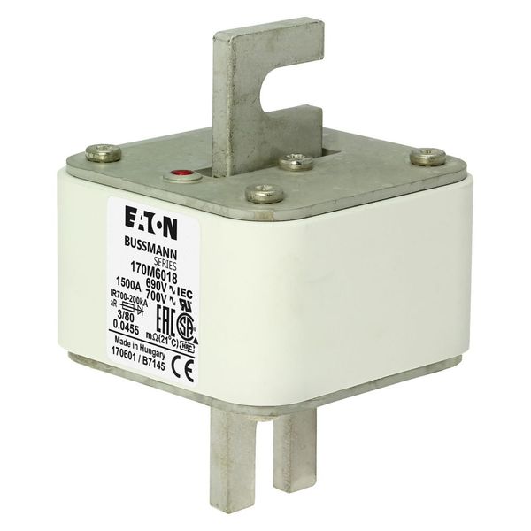 Fuse-link, high speed, 1500 A, AC 690 V, DIN 3, 76 x 76 x 109 mm, aR, DIN, IEC, single indicator image 6