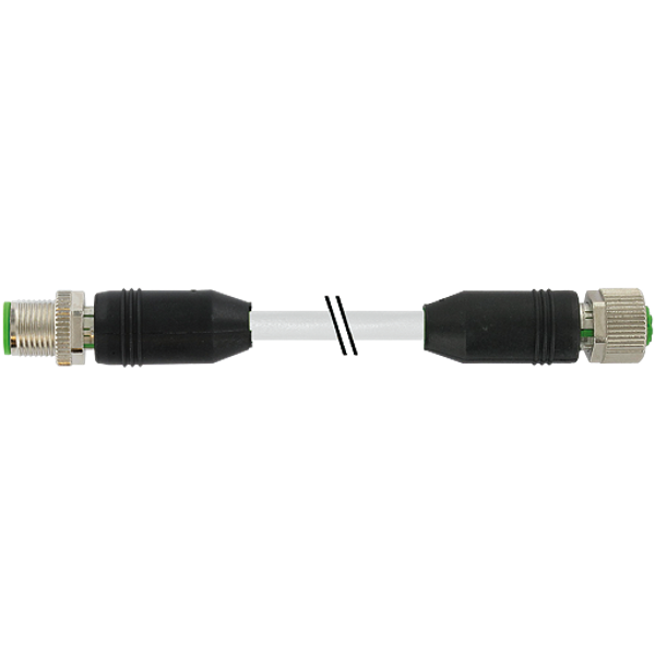 M12 male 0°/M12 fem. 0° A-cod. PUR 4x0.34 shielded gy+drag-ch 7.5m image 1