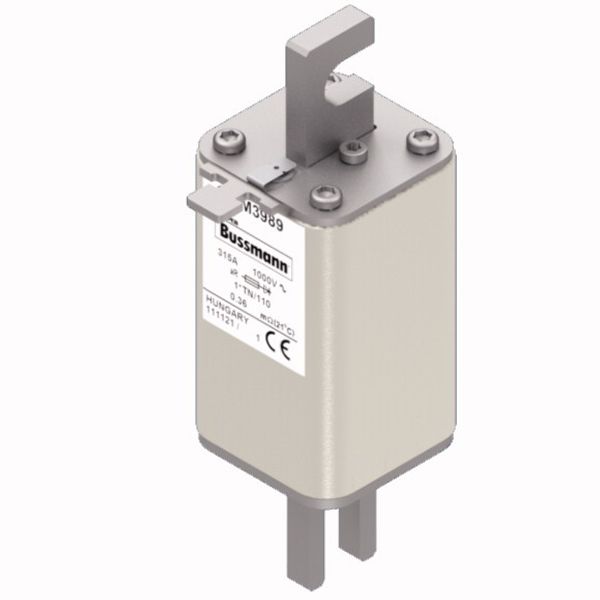 Fuse-link, high speed, 315 A, AC 1000 V, compact DIN 1, 43 x 61 x 138 mm, aR, DIN, IEC, type T indicator image 2