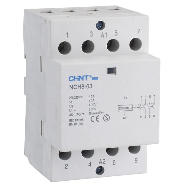 Modular screw connection contactor 20A 4NO 230Vac (NCH8-20/40-230) image 1